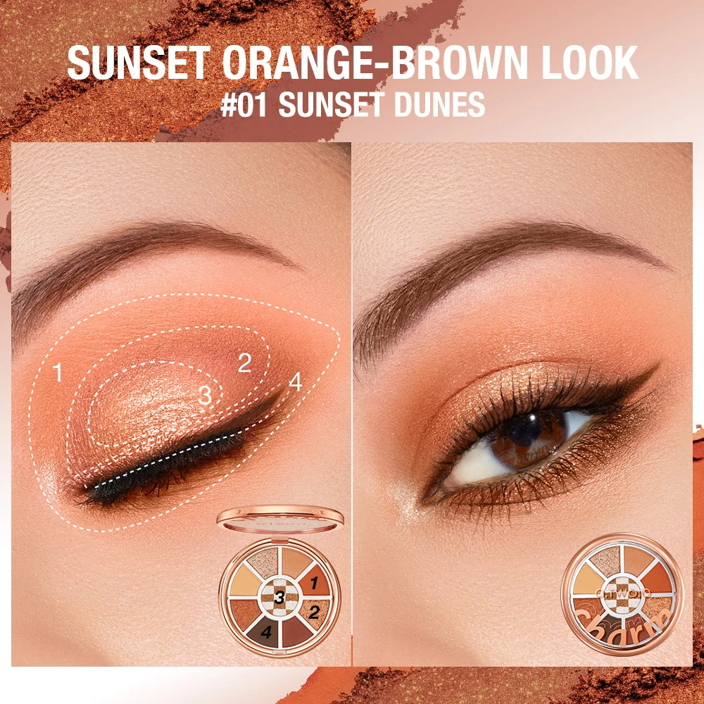 O.Two.O 9 Color Round Shape Waterproof Eyeshadow Palette - Image 4